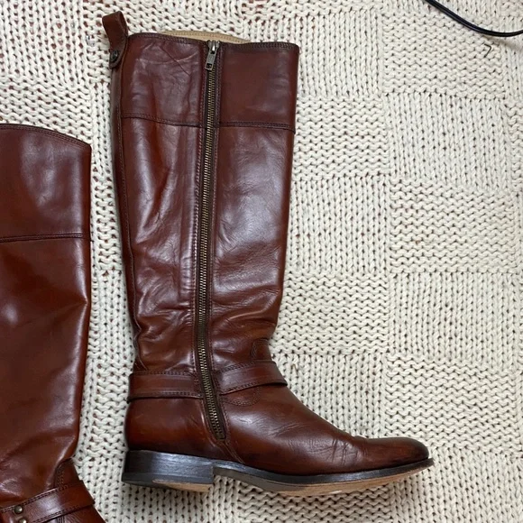Frye Melissa Harness Extended Leather Calf Tall Riding Boots Brown Size 9.5B - Picture 7 of 11